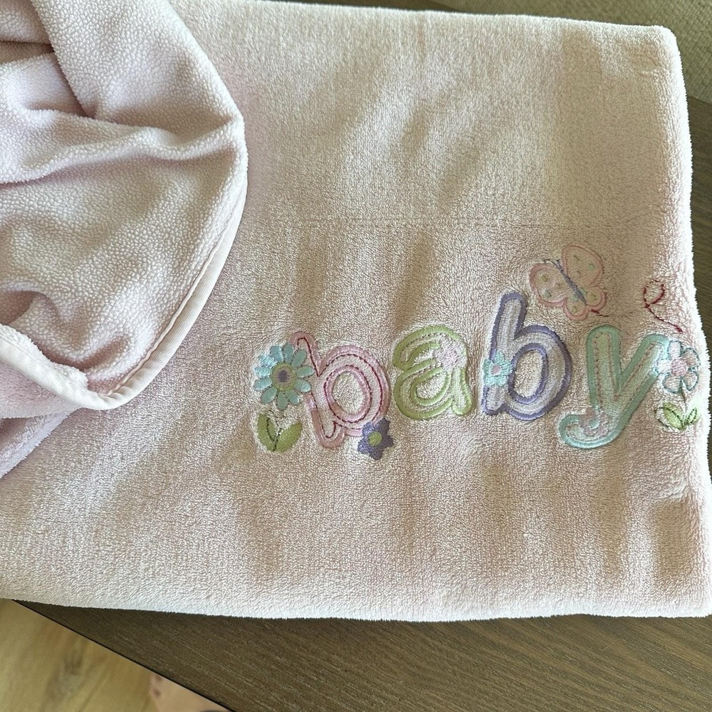 Just Born Baby Girl‎ Pink Butterflies Flowers Blanket Lovey Snuggle Soft VTG